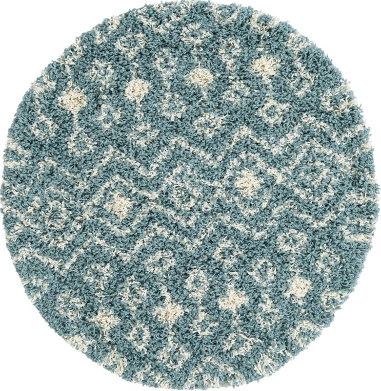 3' x 3' Bayley · Geometric trellis shag rug, light blue