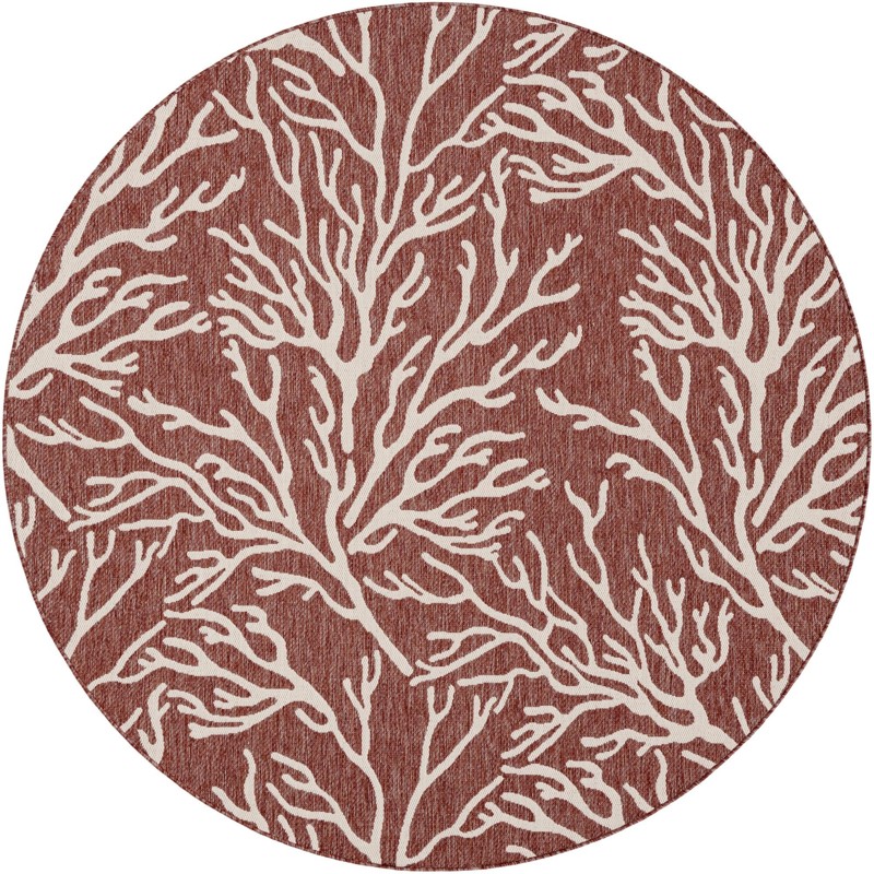 7' 10 x 7' 10 Northfield · Coral Outdoor Rug, rust red and ivory