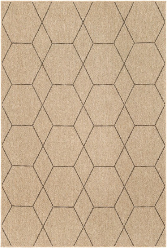 6' x 9' Richter · Geometric lattice rug, natural and brown