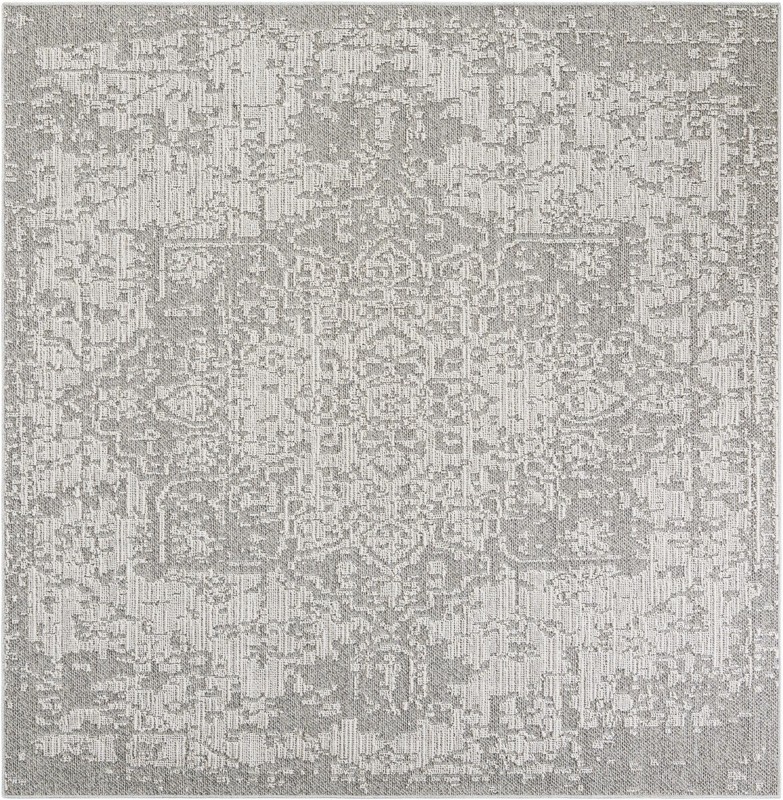 Cotter · Faded medallion Outdoor Rug, gray and cream