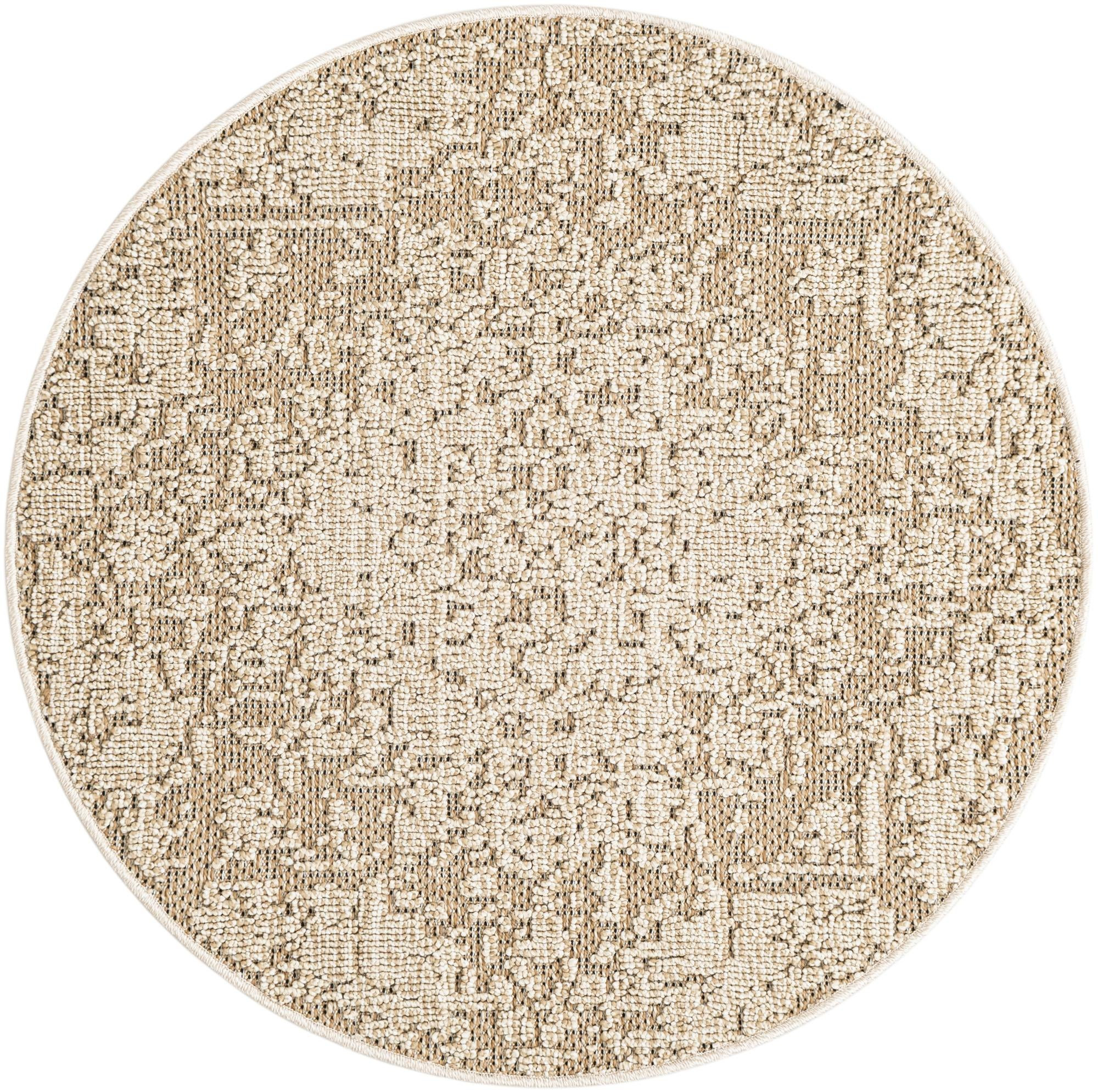 3' 1 x 3' 1 Cotter · Medallion Outdoor Rug, khaki