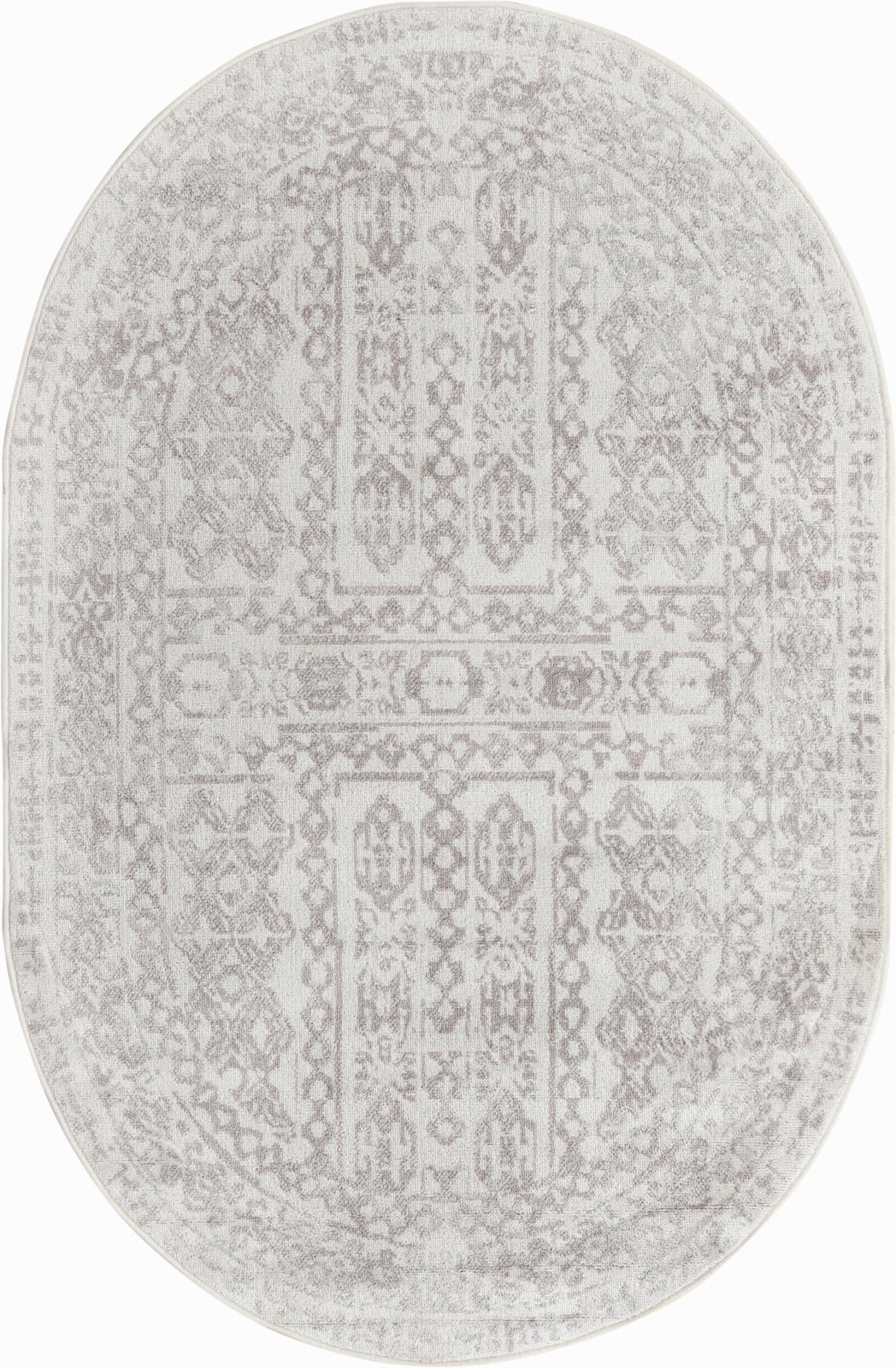 4' x 6' Fitch · Geometric border rug, cream and gray