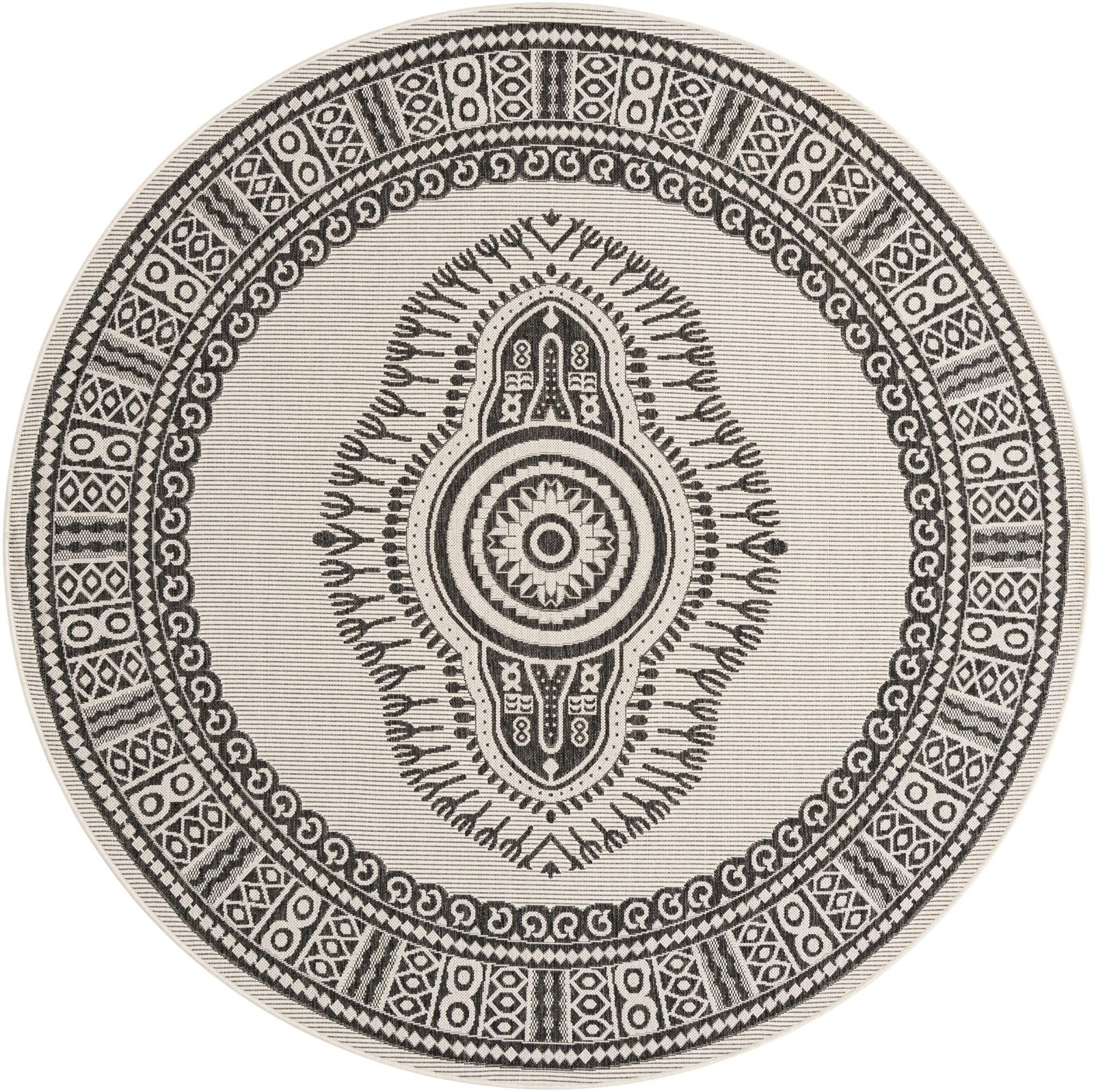 7' 10 x 7' 10 Bainbridge · Border Outdoor Rug, white and black