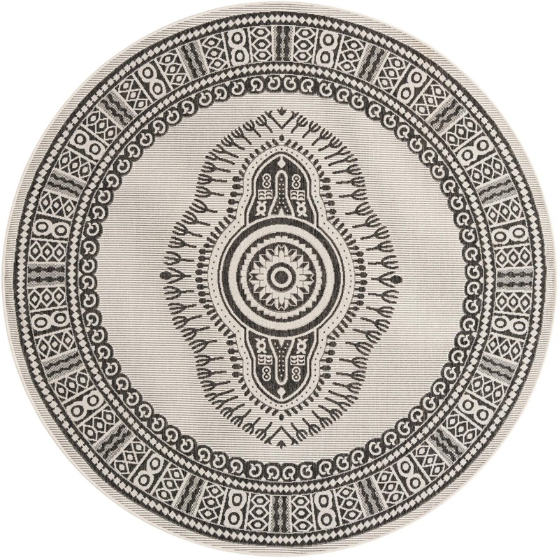 7' 10 x 7' 10 Bainbridge · Border Outdoor Rug, white and black