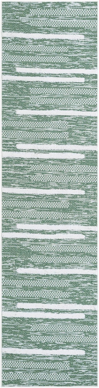 2' 7 x 10' Hornsby · Abstract striped rug, green and ivory