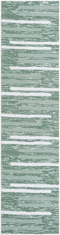 2' 7 x 10' Hornsby · Abstract striped rug, green and ivory