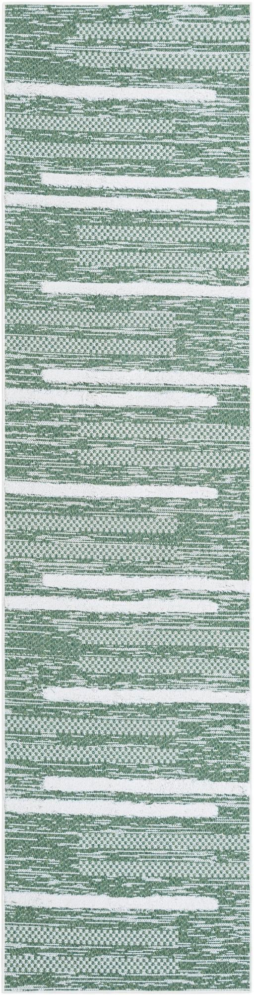 2' 7 x 10' Hornsby · Abstract striped rug, green and ivory