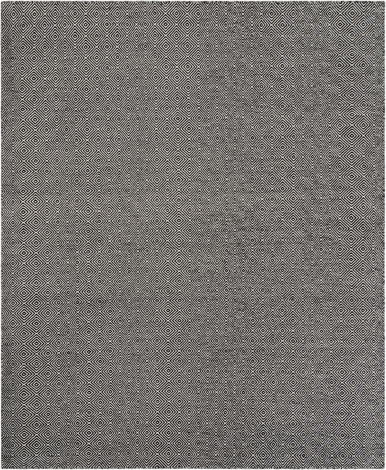 7' 10 x 10' Standish · Diamond Wool Rug, black and ivory