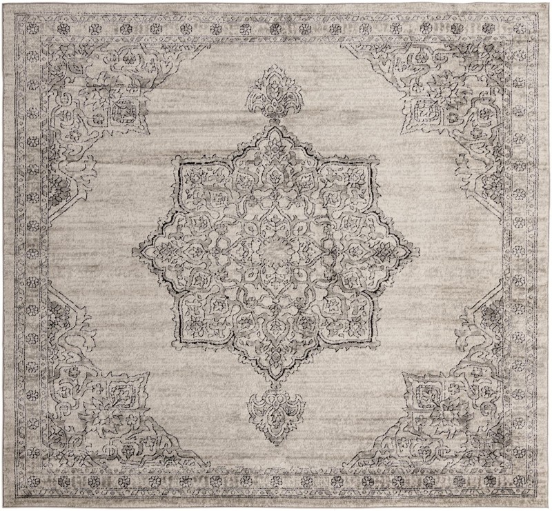 Wade · Medallion rug, ivory and gray
