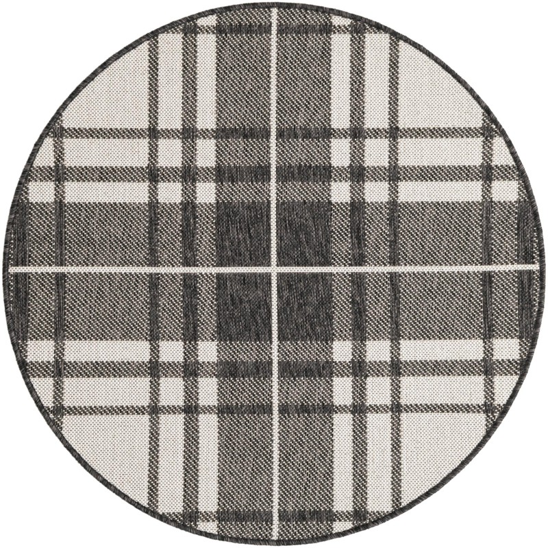 3' x 3' Maguire · Plaid Outdoor Rug, black and white