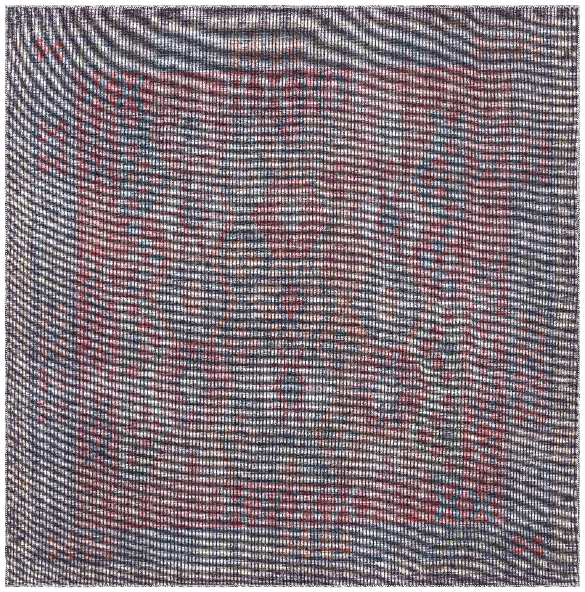 7' 3 x 7' 3 Fleming · Geometric diamond Washable Rug, rust and blue