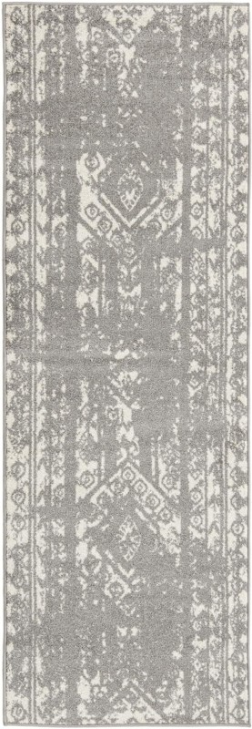 2' x 8' Underhill · Tribal stripe rug, gray and ivory