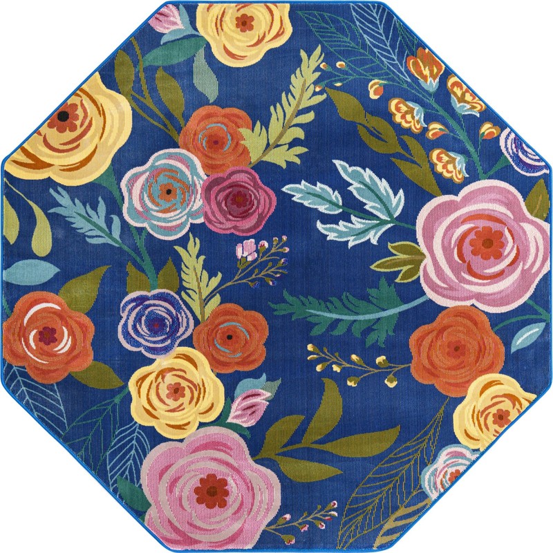 Burbank · Floral / botanical rug, blue