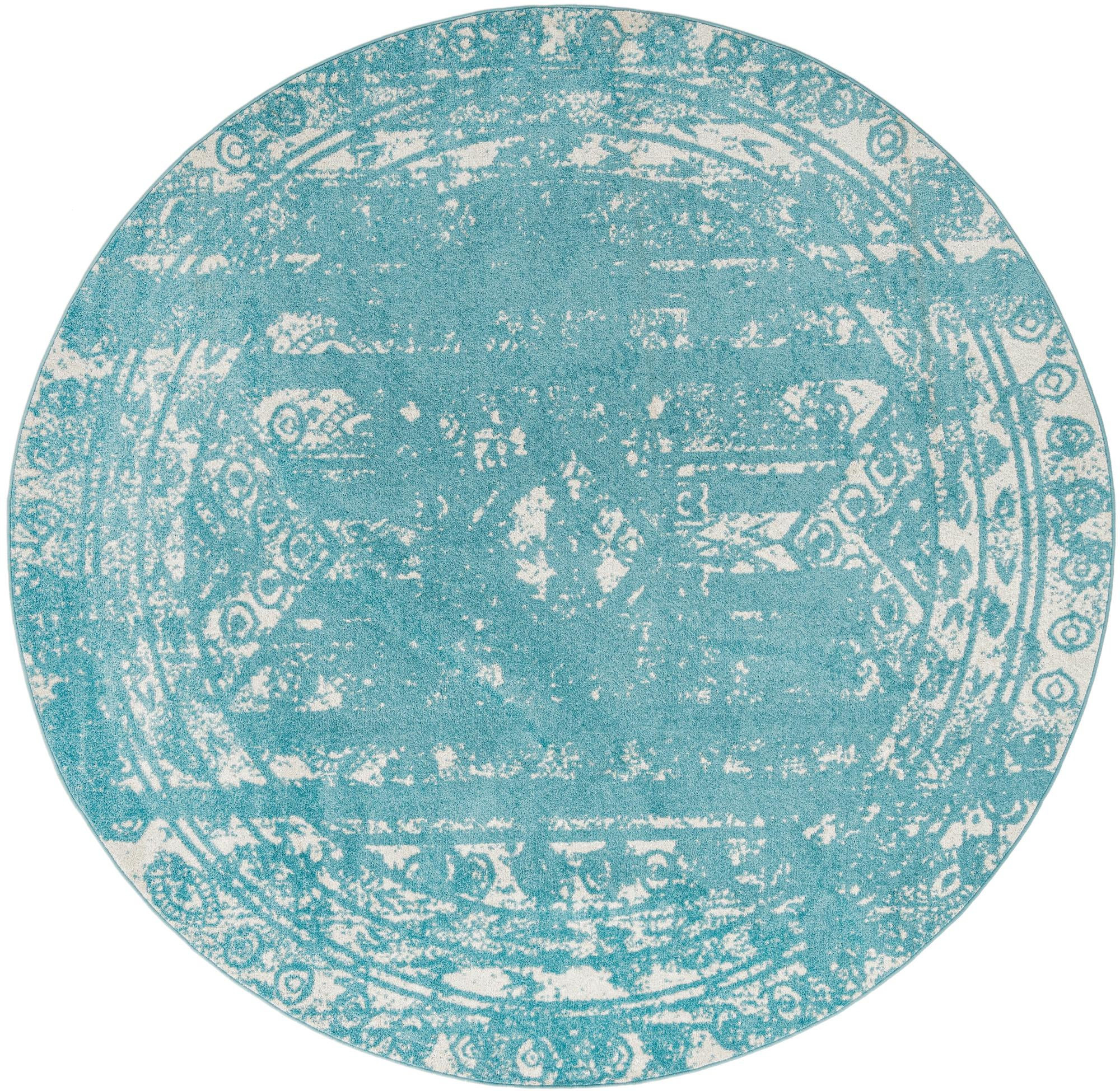 10' x 10' Underhill · Border rug, light blue