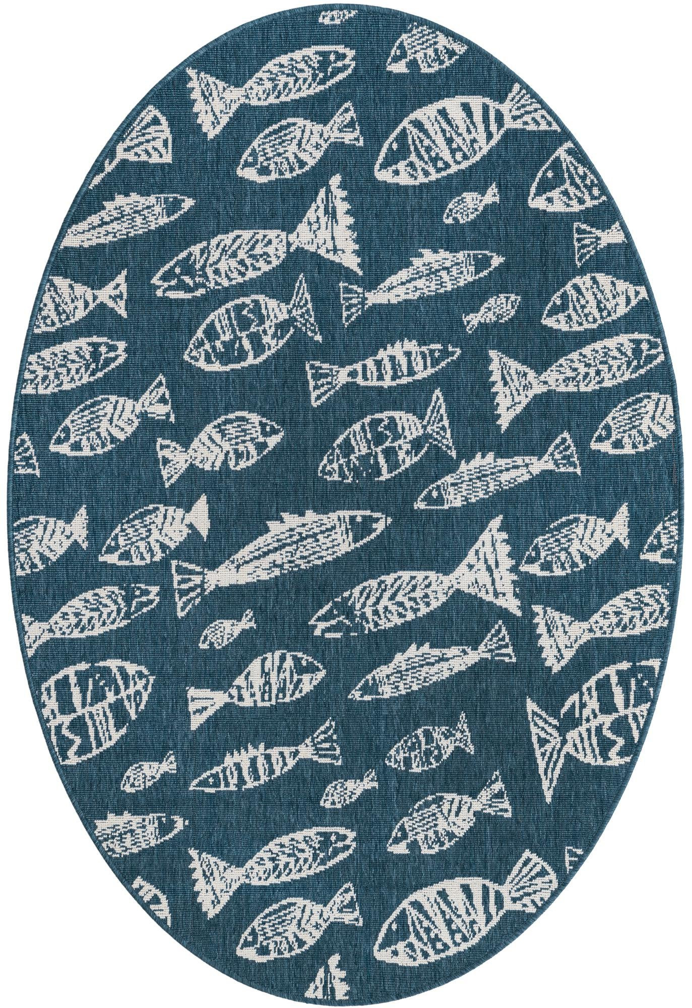 4' x 6' Thaddeus · Pictoral Outdoor Rug, blue