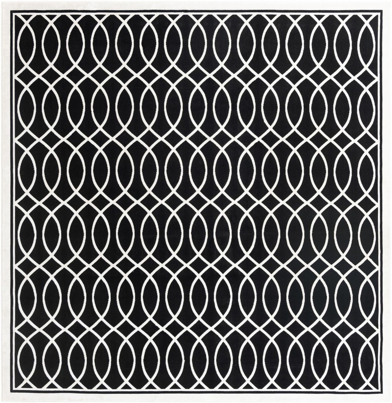 9' 10 x 9' 10 Richfield · Border rug, black and white
