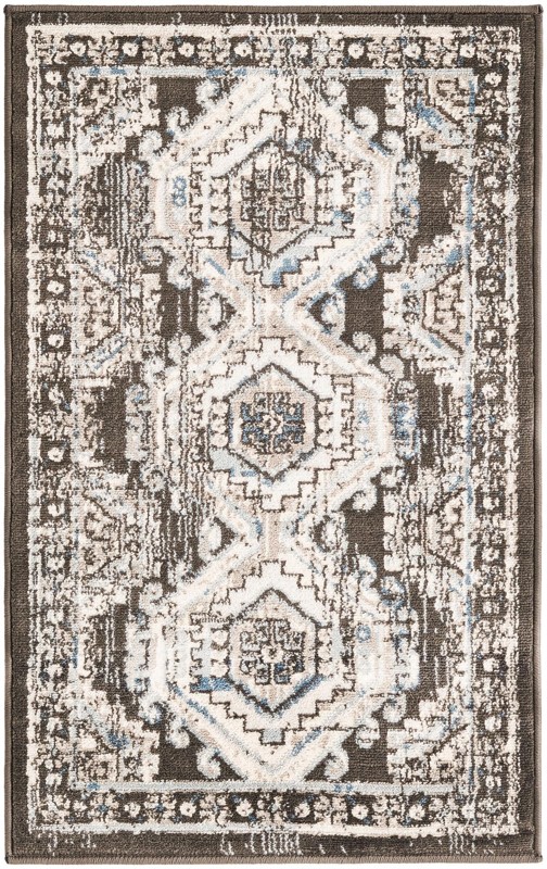 2' x 3' Harmon · Border rug, gray