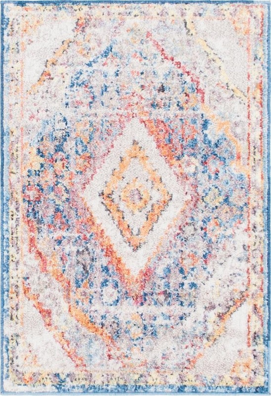Hickorywood · Distressed medallion rug, blue and multicolor