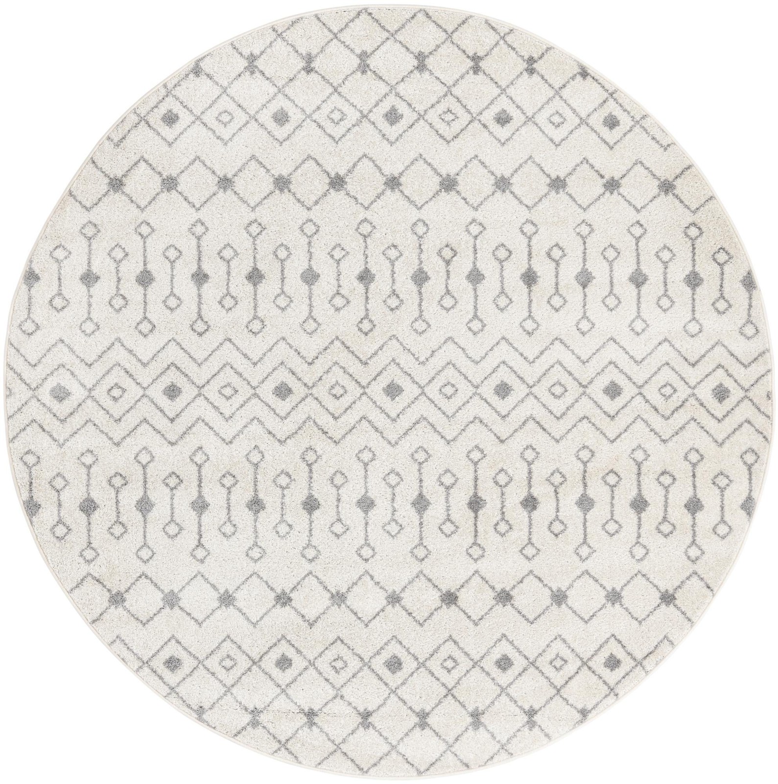 7' 10 x 7' 10 Boswell · Geometric lattice rug, ivory and gray