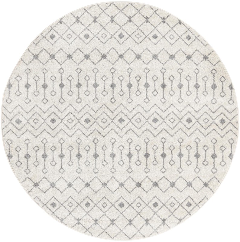 7' 10 x 7' 10 Boswell · Geometric lattice rug, ivory and gray