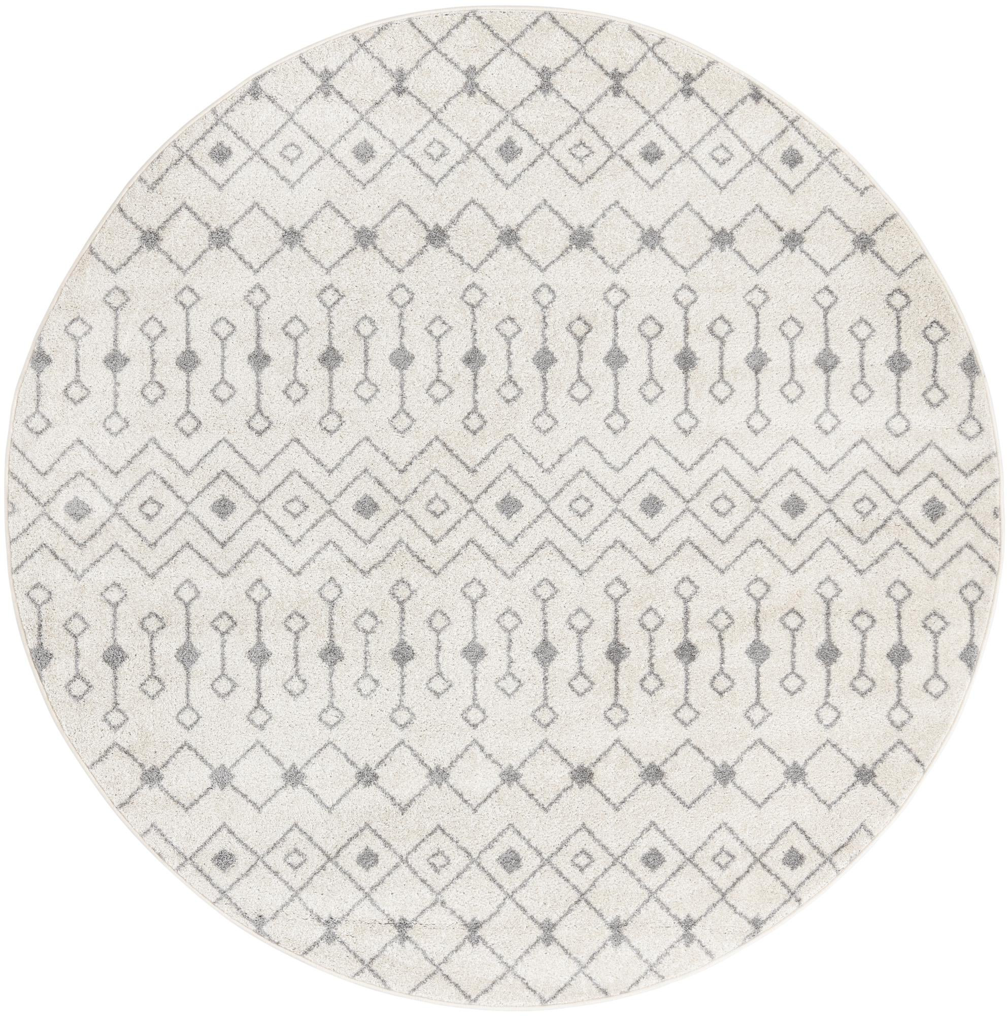 7' 10 x 7' 10 Boswell · Geometric lattice rug, ivory and gray