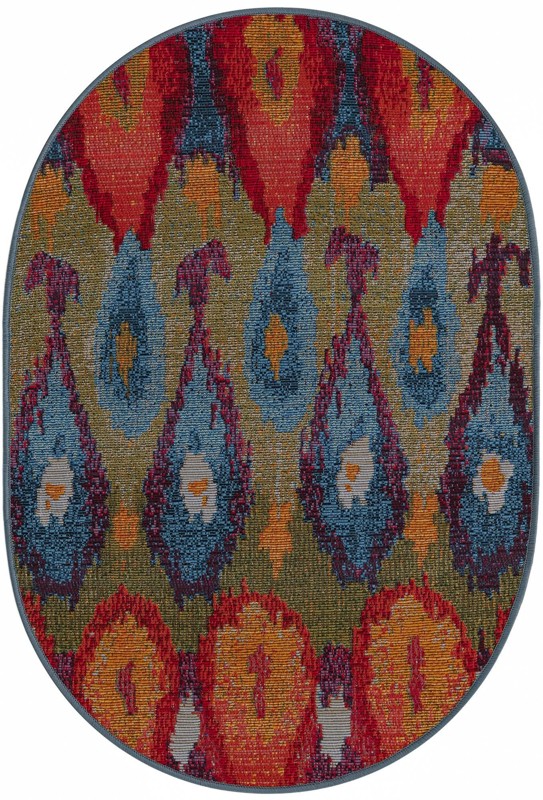 2' 2 x 3' Lomax · Ikat teardrop Outdoor Rug, multi
