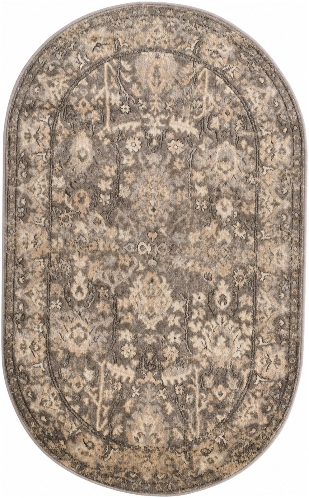 3' 3 x 5' 3 Leacock · Distressed medallion rug, gray and beige