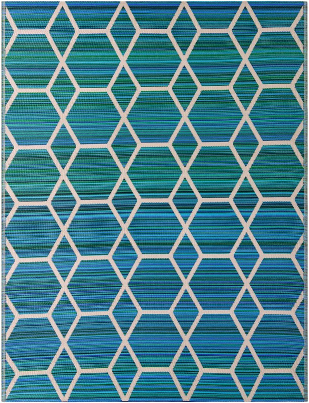 Amity · Geometric Outdoor Rug, blue