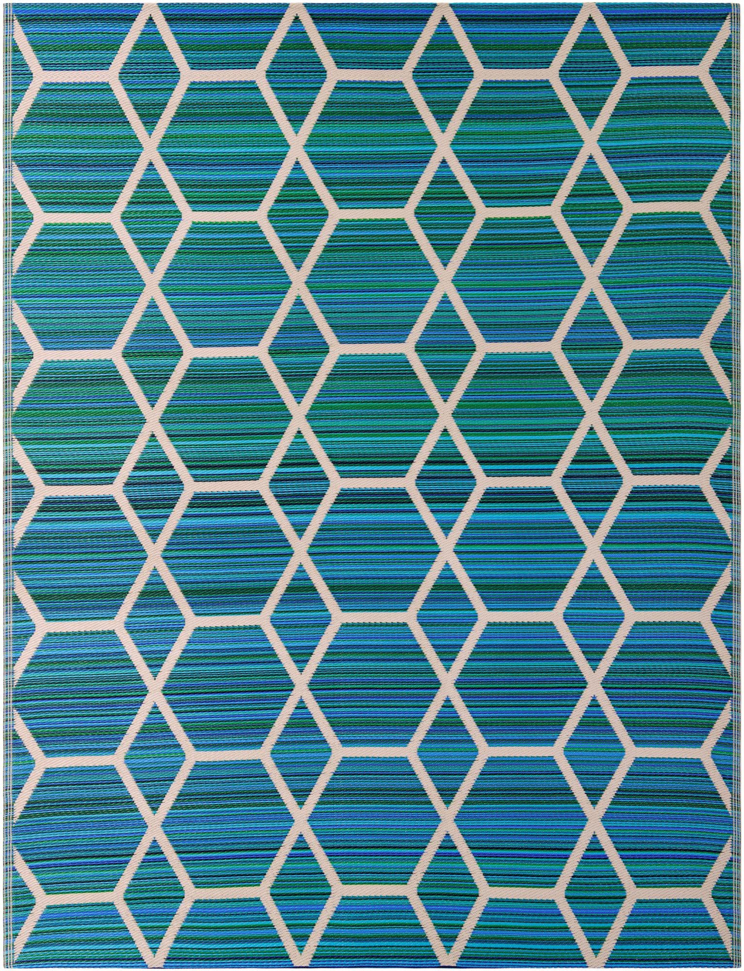 7' 10 x 10' Amity · Geometric Outdoor Rug, blue