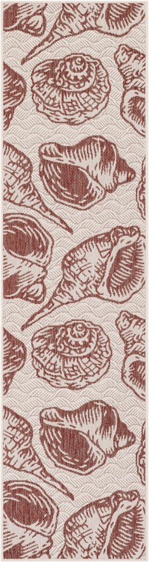 Arcata · Pictoral Outdoor Rug, ivory and rust red
