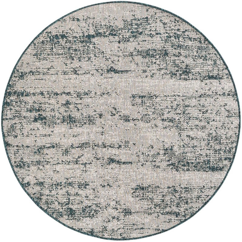 5' 3 x 5' 3 Henley · Abstract Outdoor Rug, teal