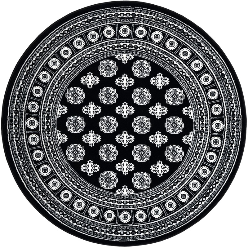 5' 3 x 5' 3 Pitcairn · Geometric medallion rug, black and ivory