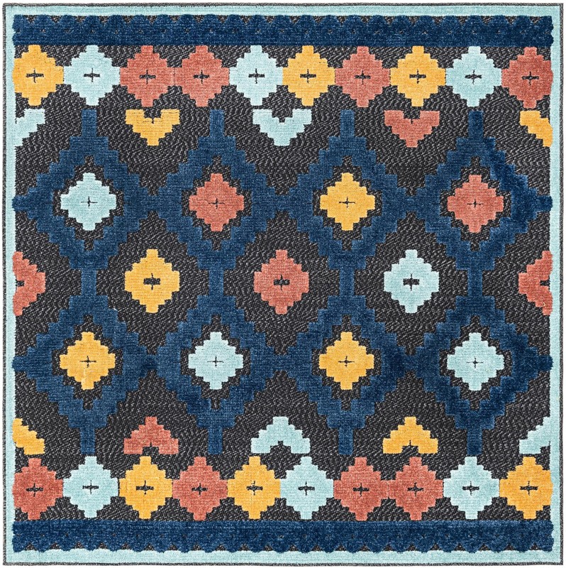 5' 3 x 5' 3 Beale · Border Outdoor Rug, charcoal