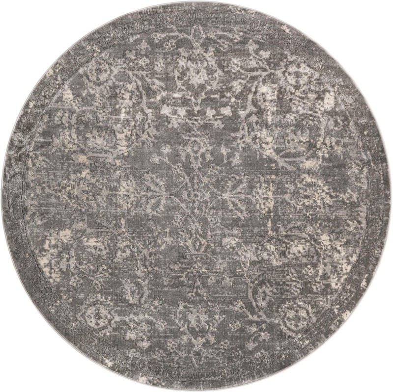 7' x 7' Lumley · Border rug, gray