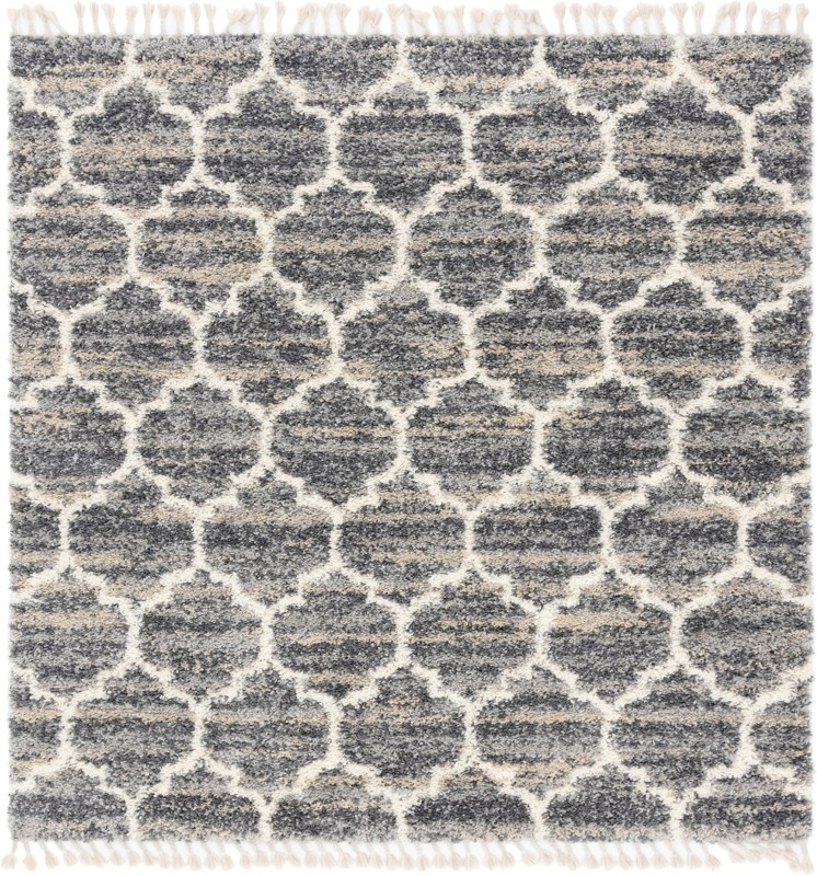 Everett · Trellis Shag Rug, gray