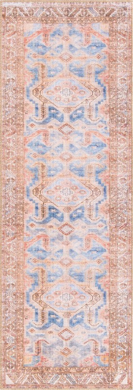 Walford · Medallion Washable Rug, blue and rust