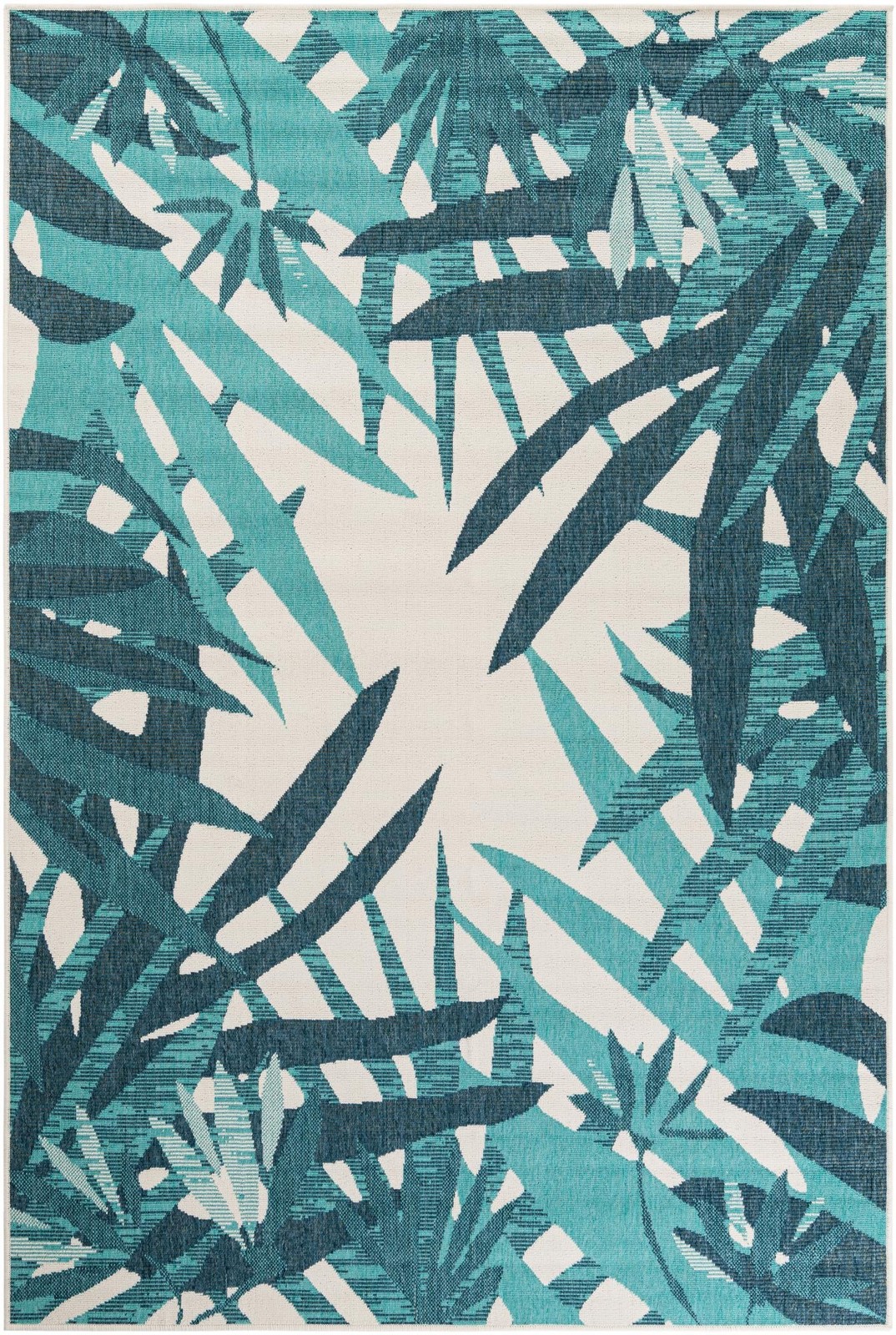 6' x 9' Heron · Floral / botanical Outdoor Rug, teal blue