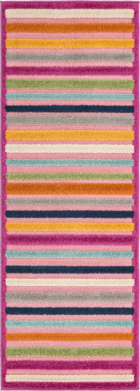 2' x 6' Wesley · Striped Outdoor Rug, pink