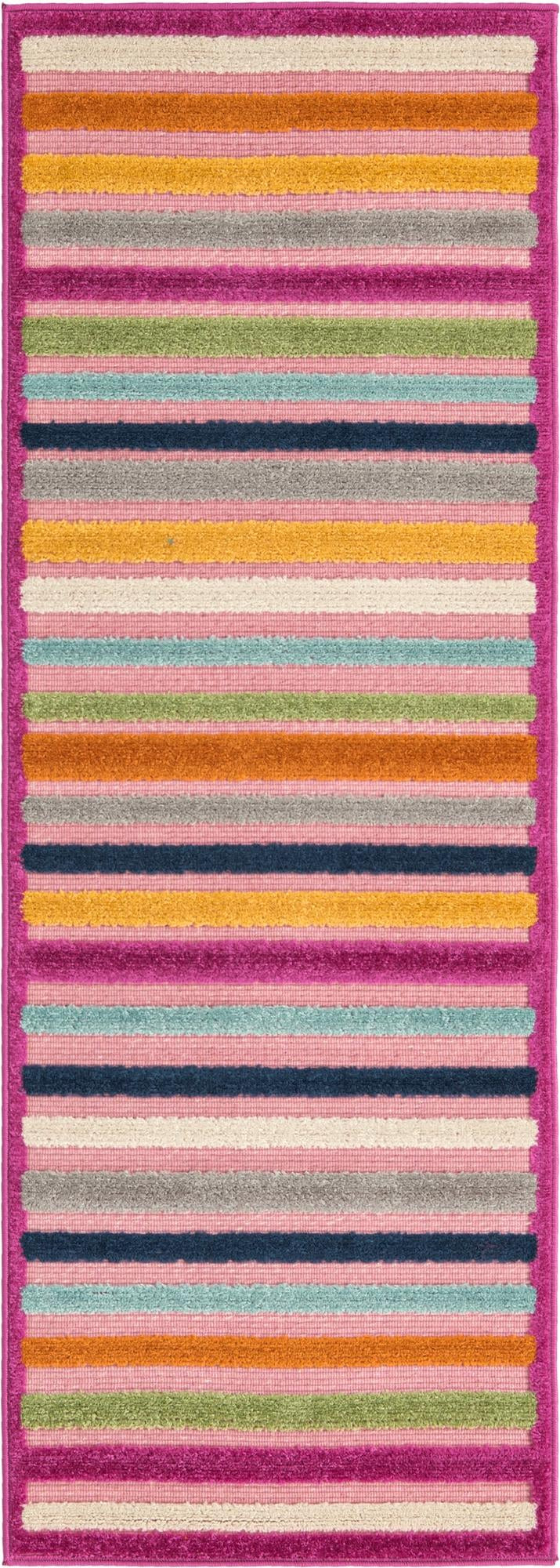 2' x 6' Wesley · Striped Outdoor Rug, pink