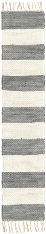 1' 2 x 6' 1 Flagstaff · Striped Chindi Rug, gray and ivory