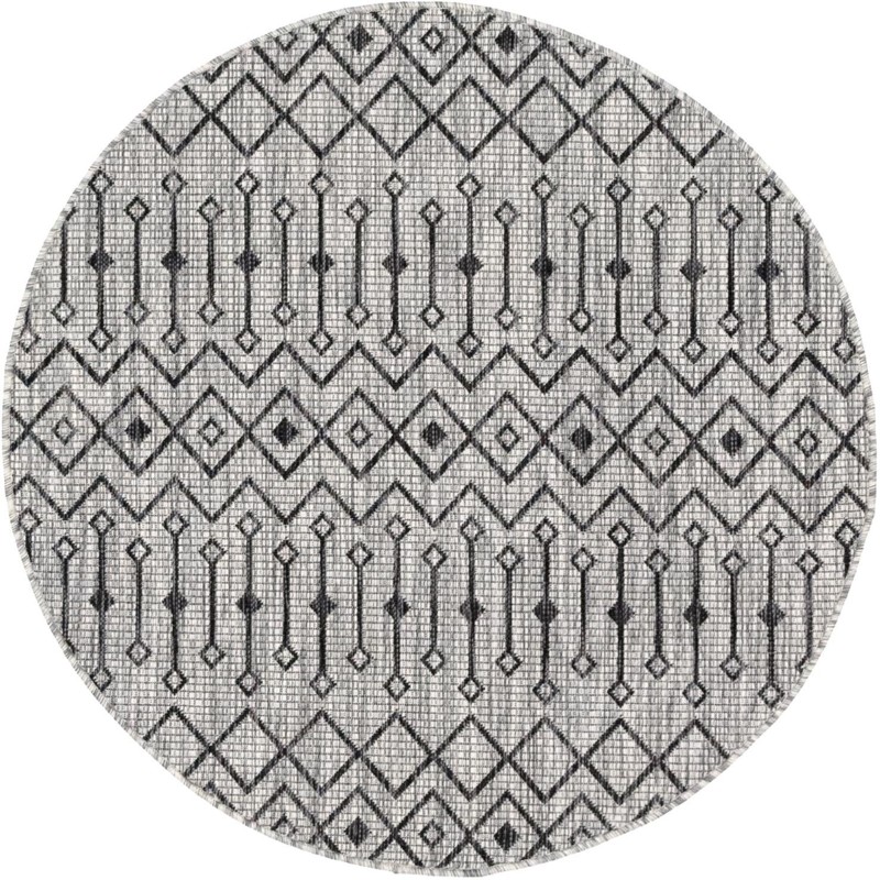 4' x 4' Kearney · Chevron Outdoor Rug, gray