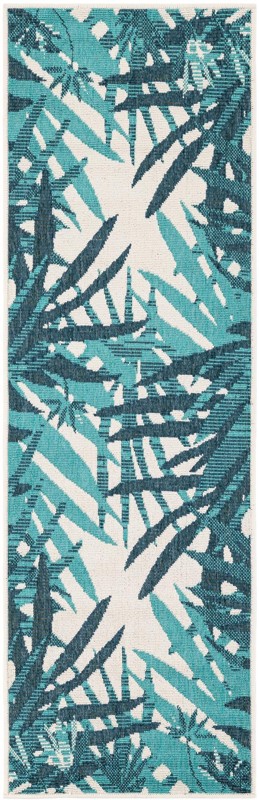 Heron · Floral / botanical Outdoor Rug, teal blue