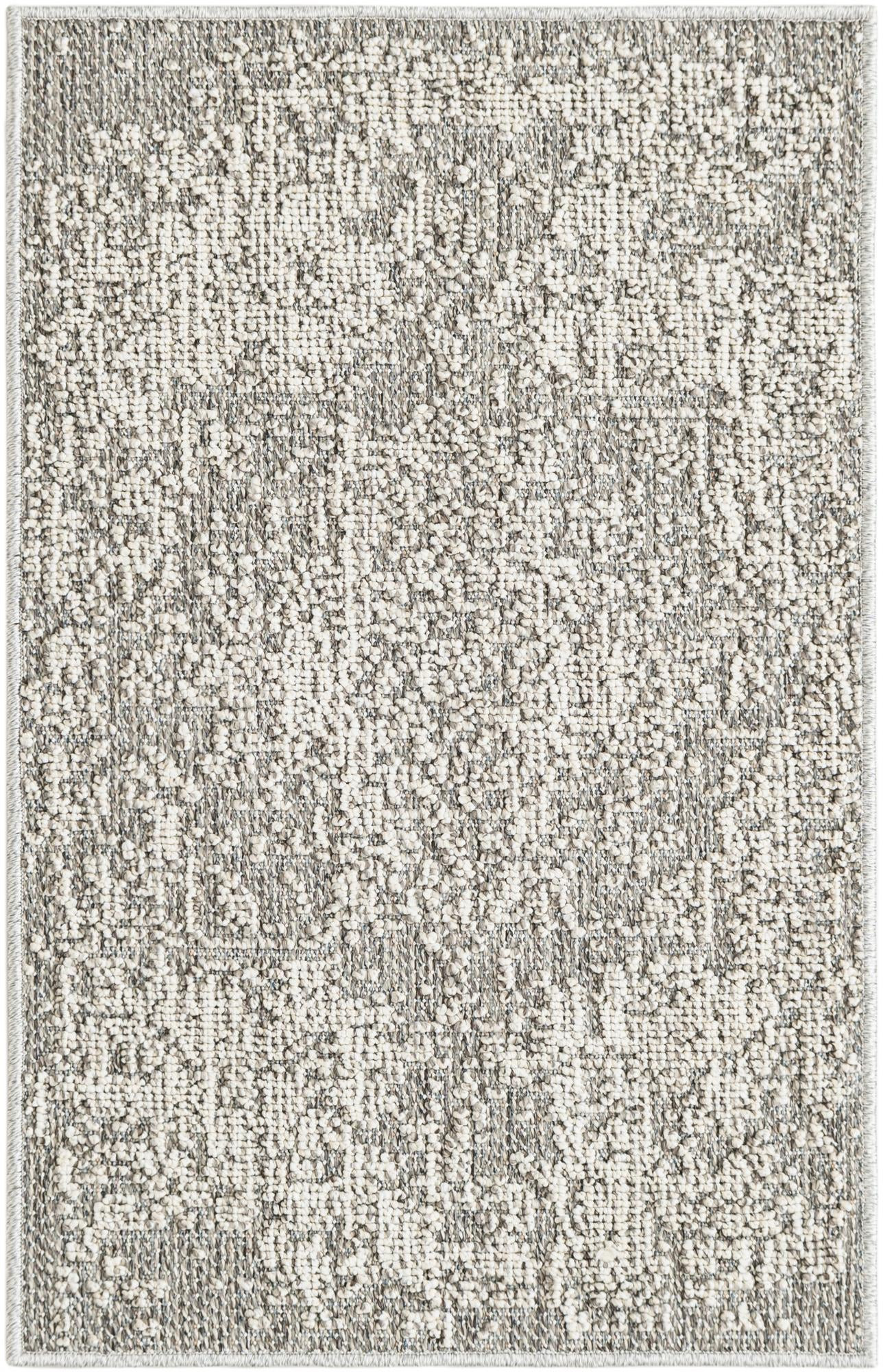 2' x 3' 1 Cotter · Faded medallion Outdoor Rug, gray and cream