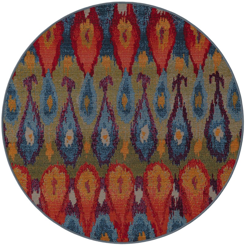 4' x 4' Lomax · Ikat teardrop Outdoor Rug, multi
