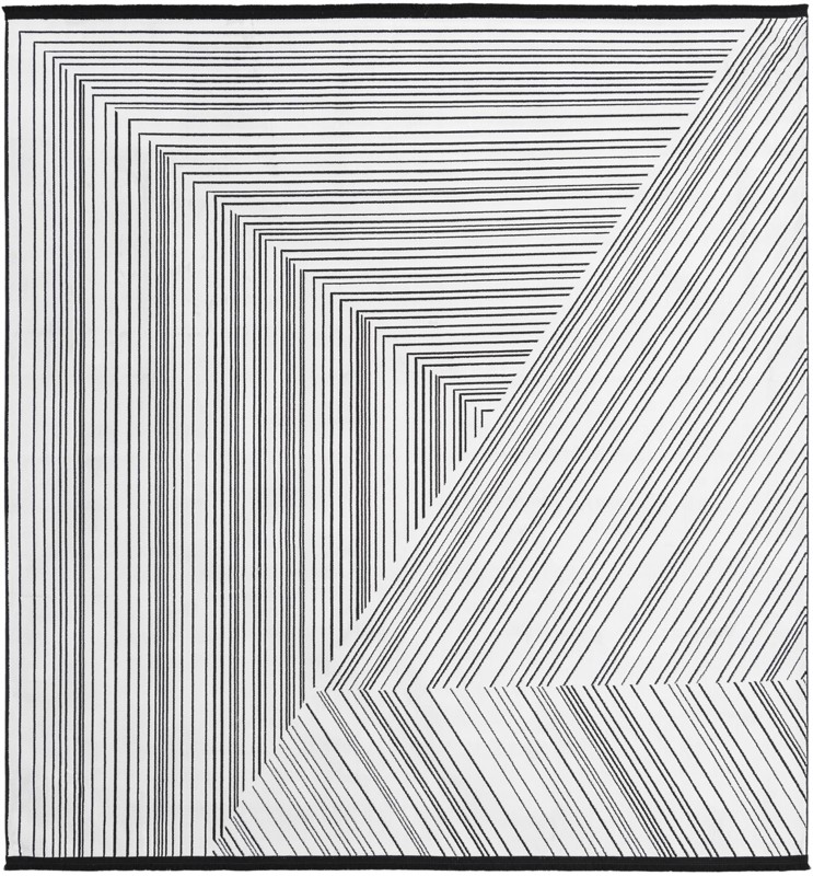 7' 10 x 7' 10 Shrewsbury · Geometric line rug, black and white