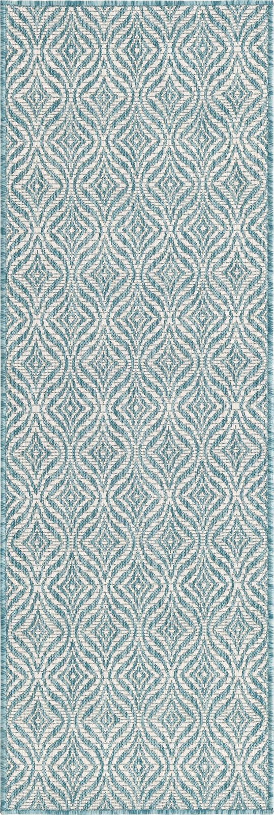 2' x 6' Fairley · Diamond Outdoor Rug, aqua