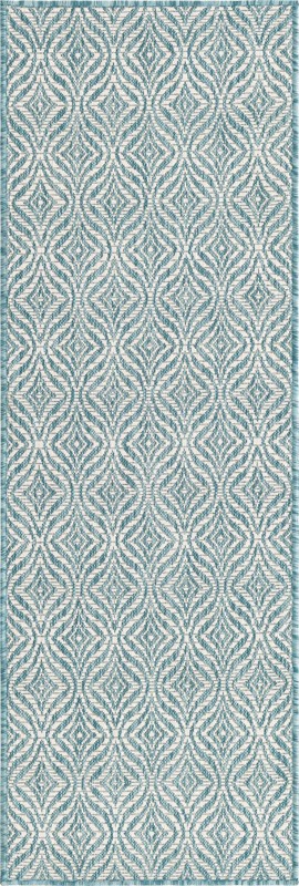 2' x 6' Fairley · Diamond Outdoor Rug, aqua
