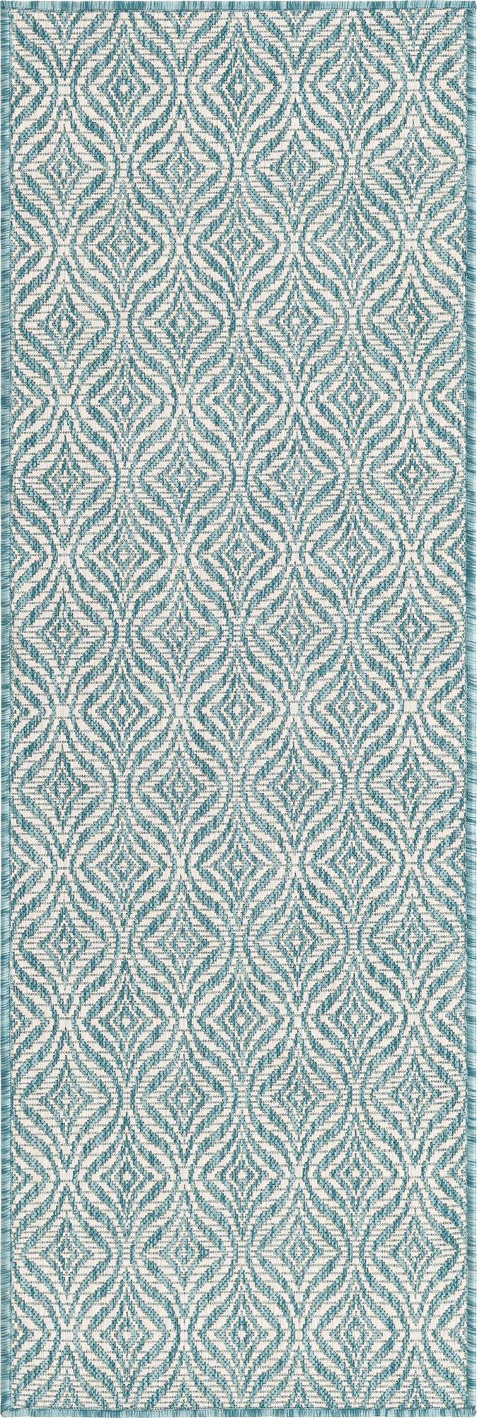 2' x 6' Fairley · Diamond Outdoor Rug, aqua