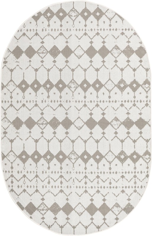 5' 3 x 8' Stowe · Geometric diamond Outdoor Rug, ivory and gray