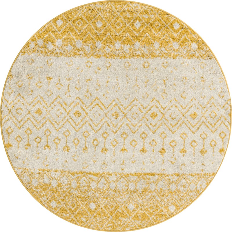 5' 3 x 5' 3 Vernon · Geometric oval rug, yellow and ivory